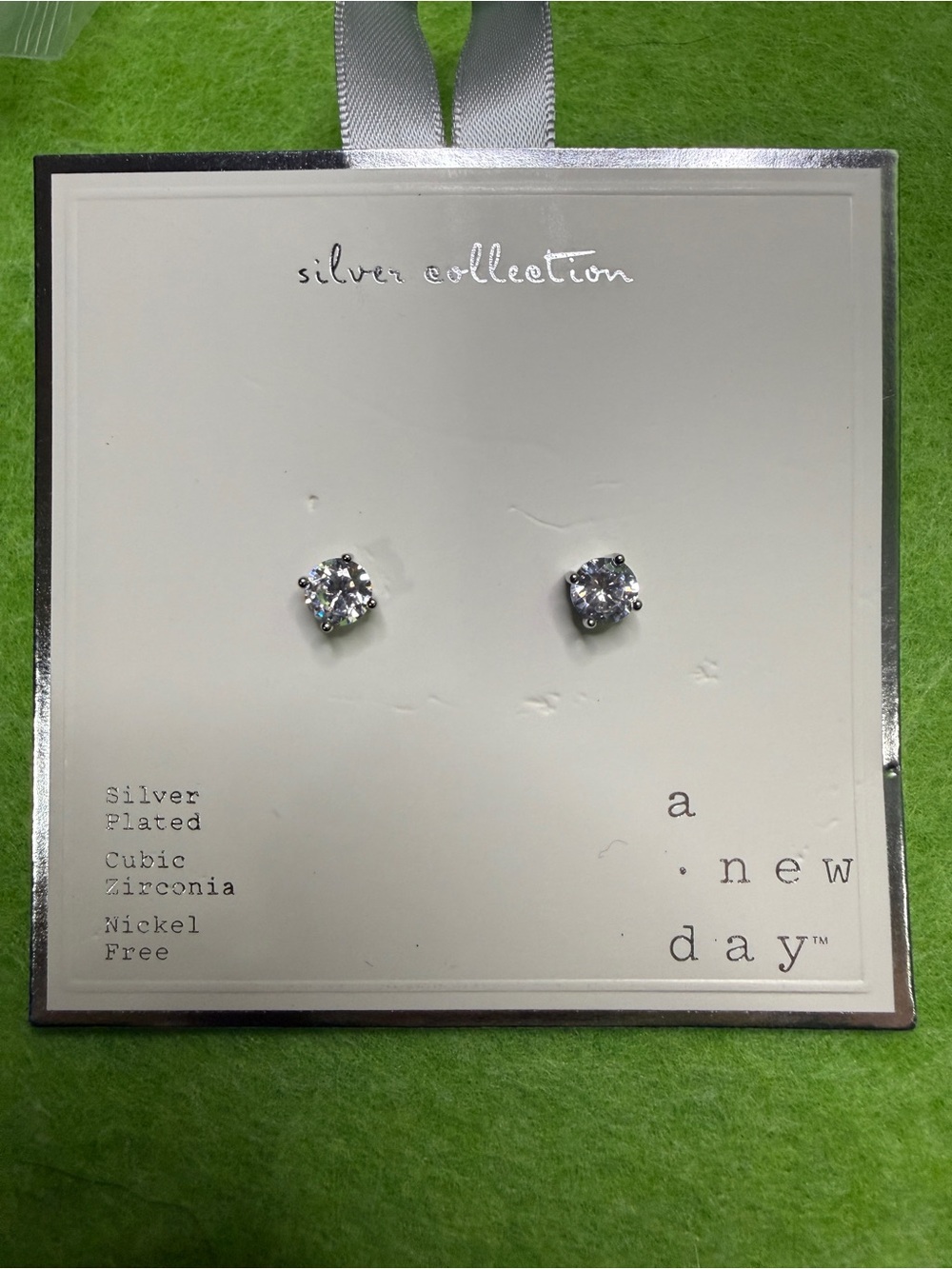 Target Silver Clear Cubic Zirconia Stud Earrings